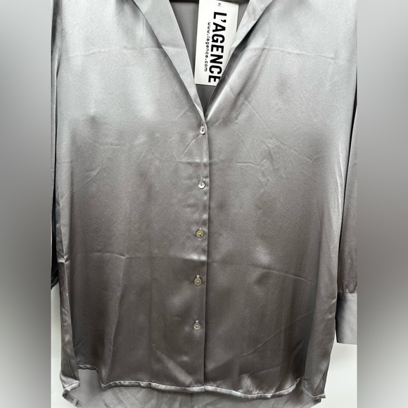 L'AGENCE GRAY STORMY TYLER LONG SLEEVE BLOUSE Size Small - Picture 5 of 11